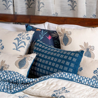 A Stitch in Time Embroidered Cushions in Blue Creme