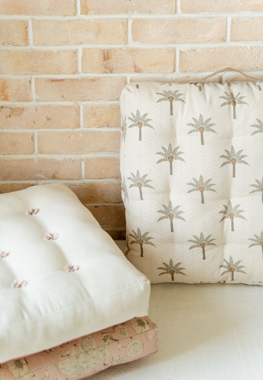 The Calm Palm  Floor Cushions in Grey