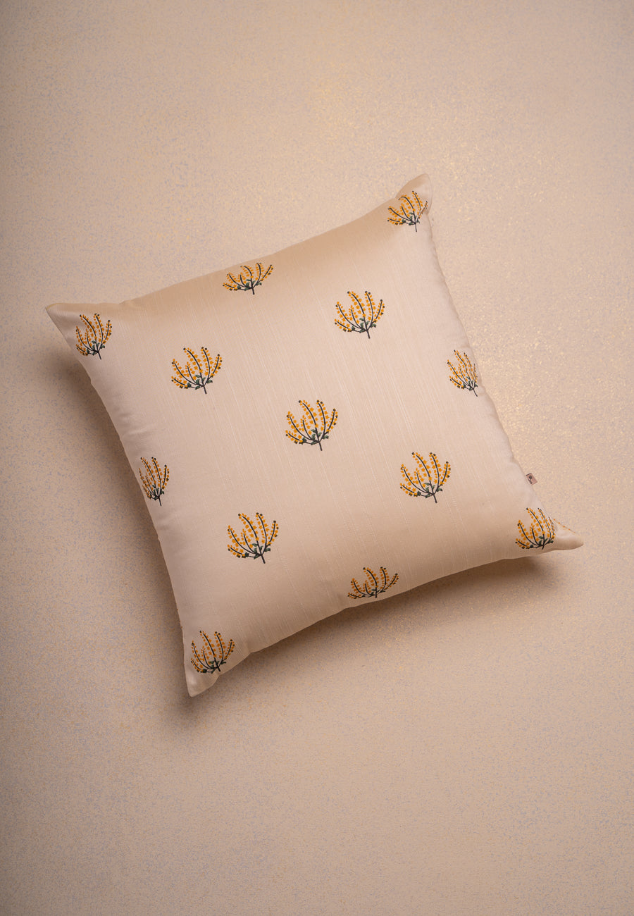 Marigold Silk Cushion-Handblock printed