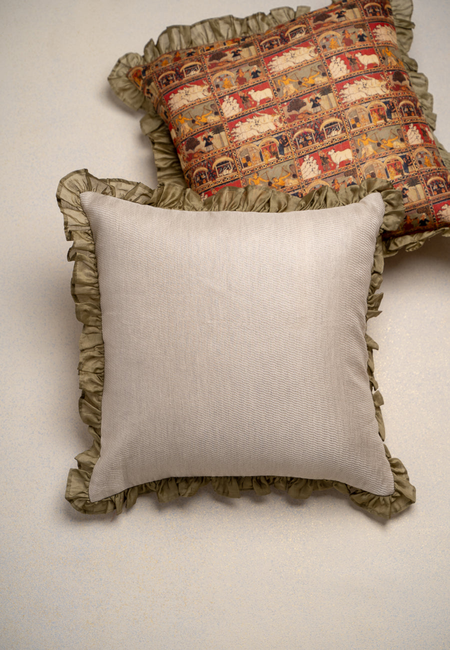 Pichwai Silk Cushion-Handpainted Design