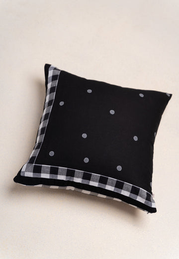 The 2 in 1 Checkered Polka Cushion in Black