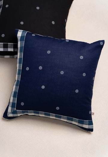 The 2 in 1  Checkered Polka Cushion in Navy