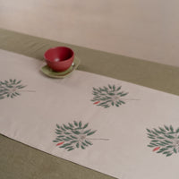 Gulmohar Table Runner in Handwoven Fabric with striped back