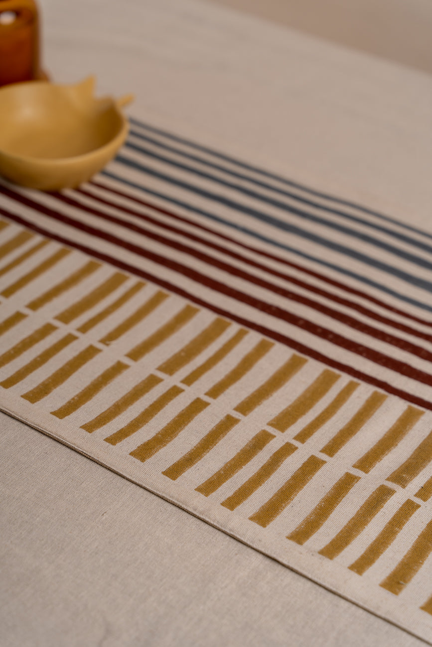 The candy striped table runner block printed