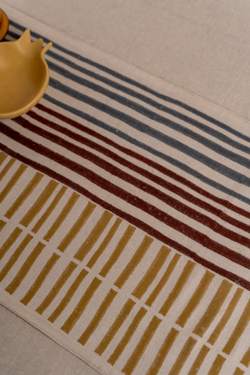 The candy striped table runner block printed