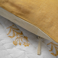 Yellow solid linen cushion cover