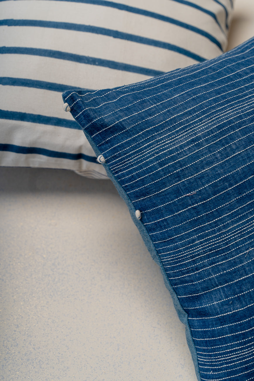 Kantha Blue Cushion Cover (Handloom Fabric)