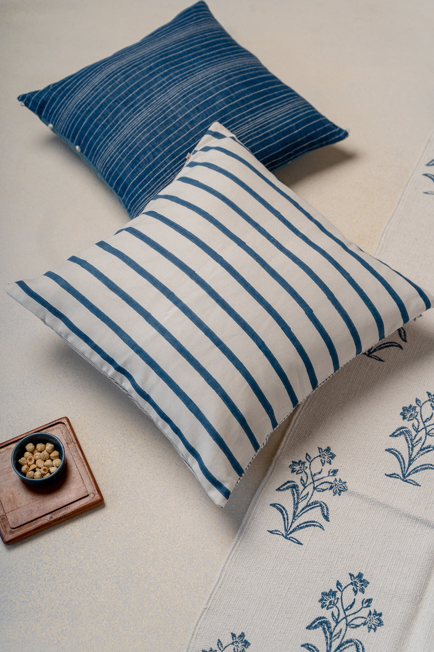 Kantha Blue Cushion Cover (Handloom Fabric)